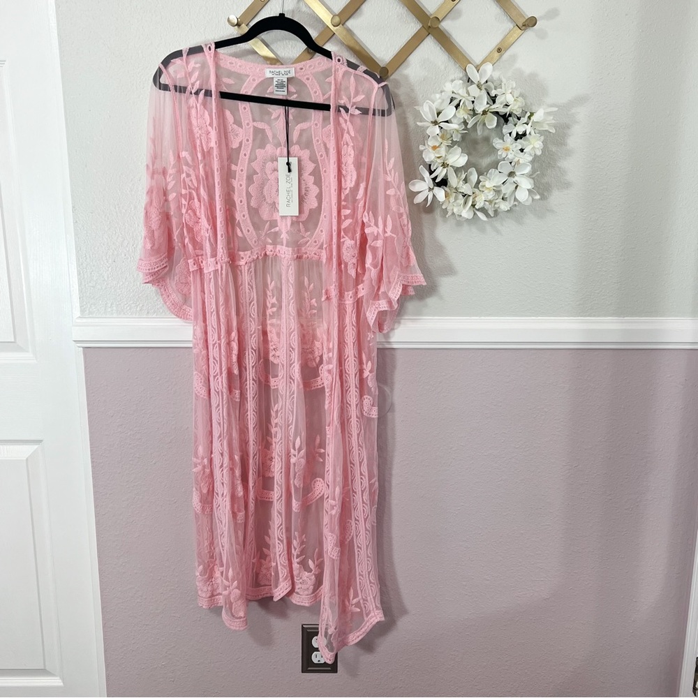Racheal Zoe Pink Lace Kimono / Cover Up